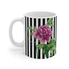 Pink Peony Black Pinstripe Art Mug 11Oz