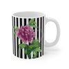 Pink Peony Black Pinstripe Art Mug 11Oz