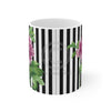 Pink Peony Black Pinstripe Art Mug 11Oz