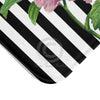 Pink Peony Black Stripes Bath Mat Home Decor