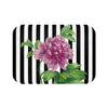 Pink Peony Black Stripes Bath Mat Small 24X17 Home Decor