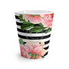 Pink Peony Black Stripes Chic Latte Mug Mug