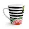 Pink Peony Black Stripes Chic Latte Mug Mug