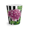 Pink Peony Black Stripes White Latte Mug Mug