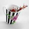 Pink Peony Black Stripes White Latte Mug Mug