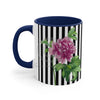 Pink Peony Vintage Black White Pinstripe Art Accent Coffee Mug 11Oz