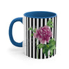 Pink Peony Vintage Black White Pinstripe Art Accent Coffee Mug 11Oz