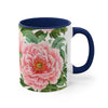 Pink Peony Vintage Floral On White Art Accent Coffee Mug 11Oz