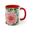 Pink Peony Vintage Floral On White Art Accent Coffee Mug 11Oz