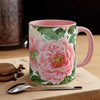 Pink Peony Vintage Floral On White Art Accent Coffee Mug 11Oz