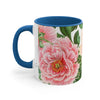 Pink Peony Vintage Floral On White Art Accent Coffee Mug 11Oz