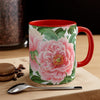 Pink Peony Vintage Floral On White Art Accent Coffee Mug 11Oz