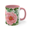 Pink Peony Vintage Floral On White Art Accent Coffee Mug 11Oz /