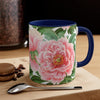 Pink Peony Vintage Floral On White Art Accent Coffee Mug 11Oz