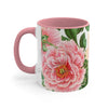 Pink Peony Vintage Floral On White Art Accent Coffee Mug 11Oz