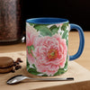 Pink Peony Vintage Floral On White Art Accent Coffee Mug 11Oz