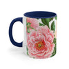 Pink Peony Vintage Floral On White Art Accent Coffee Mug 11Oz
