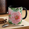 Pink Peony Vintage Floral On White Art Accent Coffee Mug 11Oz
