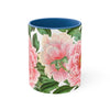 Pink Peony Vintage Floral On White Art Accent Coffee Mug 11Oz Blue /
