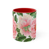 Pink Peony Vintage Floral On White Art Accent Coffee Mug 11Oz Red /