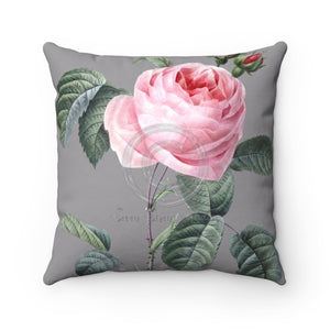 Pink Rose On Grey Art Square Pillow 14 X Home Decor