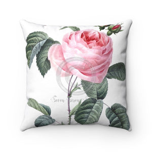 Pink Rose On White Art Square Pillow 14 X Home Decor