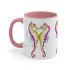 Pink Seahorses Love Watercolor On White Art Accent Coffee Mug 11Oz /