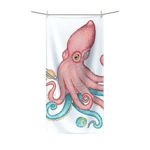 Pink Teal Octopus Cosmic Dancer Art Polycotton Towel 36 × 72 Home Decor