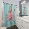 Pink Teal Octopus Cosmic Dancer Ii Art Shower Curtain Home Decor