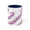 Pink Tentacles Octopus Ink On White Art Accent Coffee Mug 11Oz Navy /