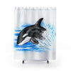 Playful Baby Orca Whale Watercolor Art Shower Curtain 71X74 Home Decor