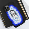 Polar Blue Husky Dog Running Art Black Case Mate Tough Phone Cases