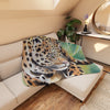 Prowling Jaguar Watercolor Art Tan Sherpa Blanket Home Decor