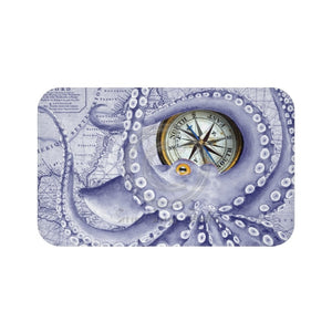 Purple Blue Octopus Vintage Map Compass Bath Mat 34 × 21 Home Decor