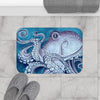 Purple Blue Octopus Watercolor Ink Art Bath Mat Home Decor