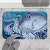 Purple Blue Octopus Watercolor Ink Art Bath Mat Home Decor