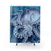 Purple Blue Octopus Watercolor Ink Art Shower Curtain 71 × 74 Home Decor