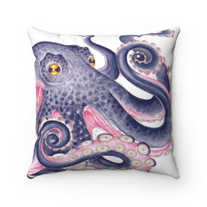 Purple Kraken Octopus Ink White Square Pillow 16 × Home Decor