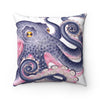 Purple Kraken Octopus Ink White Square Pillow Home Decor