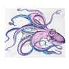 Purple Octopus Blue Ink On White Art Velveteen Plush Blanket 50 × 60 All Over Prints