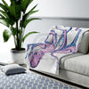 Purple Octopus Blue Ink On White Art Velveteen Plush Blanket All Over Prints