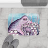 Purple Octopus Blue Watercolor Nautical Art Bath Mat Home Decor