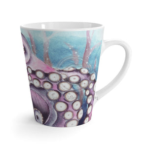 Purple Octopus Blue Watercolor Nautical Art Latte Mug 12Oz Mug