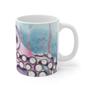 Purple Octopus Blue Watercolor Nautical Art Mug 11Oz