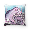 Purple Octopus Blue Watercolor Nautical Art Square Pillow Home Decor