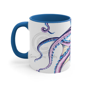 Purple Octopus Ink On White Art Accent Coffee Mug 11Oz Blue /