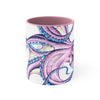 Purple Octopus Ink On White Art Accent Coffee Mug 11Oz Pink /