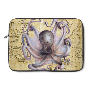 Purple Octopus Papyrus Vintage Map Art Laptop Sleeve 13