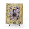 Purple Octopus Papyrus Vintage Map Art Shower Curtain 71X74 Home Decor