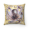 Purple Octopus Papyrus Vintage Map Art Square Pillow 14X14 Home Decor